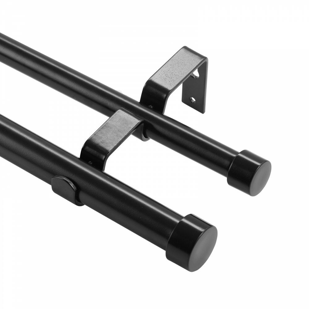 1 Inch Double Curtain Rods 74 to 144 Inches(6-12ft), Drapery Rods for Windows 69 to 140 Inches, Telescoping Dual Curtain Rod with Round Finials, Black  |   Doors & Accessories Doors & Accessories Doors & Accessories