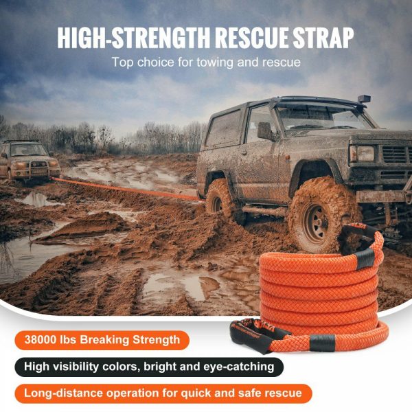 1″ x 20′ Kinetic Recovery Tow Rope 38,000 lbs, Heavy-Duty Off Road Snatch Strap, Extreme Duty 30% Elasticity Energy Snatch Strap for Jeep Car Truck ATV UTV SUV Tractor  |   Chain & Wire & Rope Chain & Wire & Rope Chain & Wire & Rope