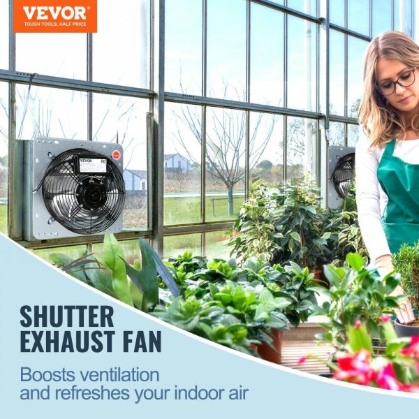 10” Shutter Exhaust Fan, High-speed 820 CFM, Aluminum Wall Mount Attic Fan with AC-motor, Ventilation and Cooling for Greenhouses, Garages, Sheds, Shops, FCC  |   Building Supplies Building & Construction Building Supplies