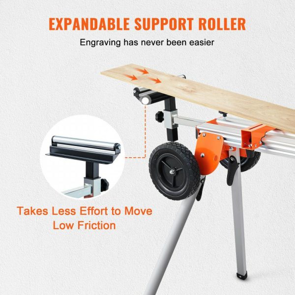 100in Miter Saw Stand with One-piece Mounting Brackets Sliding Rail 500lbs  |   Workbenches & Accessories Material Handling Workbenches & Accessories