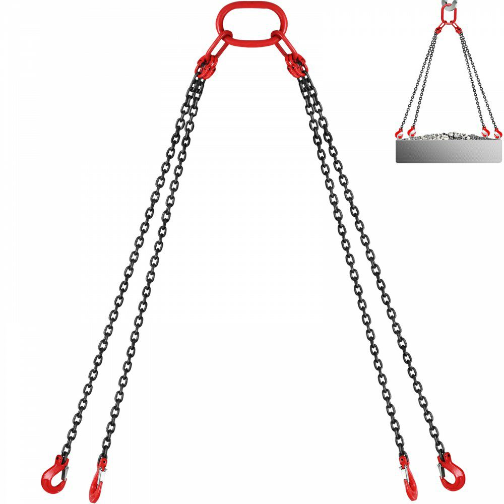 10FT Chain Sling 5/16 Inch X 10 FT Engine Lift Chain G80 Alloy Steel Engine Chain Hoist Lifts 3 Ton with 4 Leg Grab Hooks and Adjuster Used in Mining, Machinery, Ports, Building  |   Chain & Wire & Rope Chain & Wire & Rope Chain & Wire & Rope