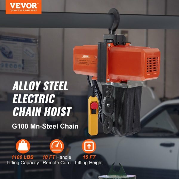 1100 lbs Electric Chain Hoist 15 FT Lifting Height, 120V Electric Hoist, Single Phase Overhead Crane with G100 Chain, 10 ft Wired Remote Control for Garage, Shop, Hotel, Home  |   Hoists & Winches & Rigging Hoists & Winches & Rigging Hoists & Winches & Rigging