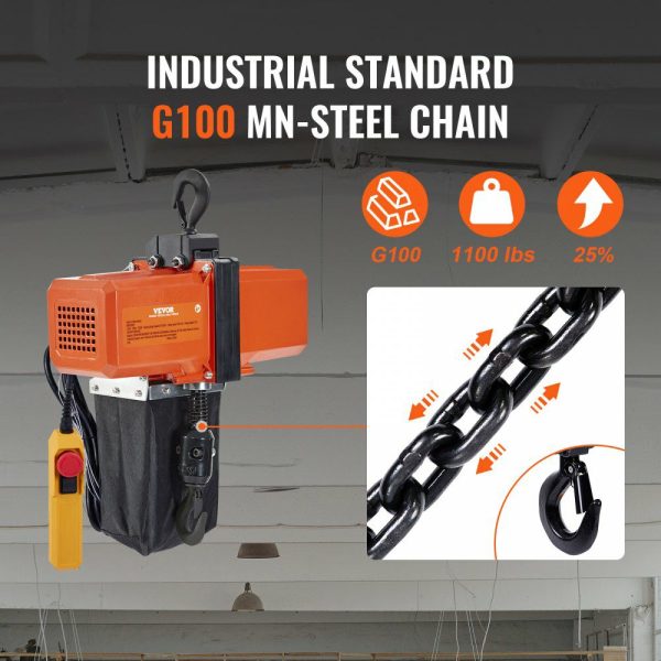 1100 lbs Electric Chain Hoist 15 FT Lifting Height, 120V Electric Hoist, Single Phase Overhead Crane with G100 Chain, 10 ft Wired Remote Control for Garage, Shop, Hotel, Home  |   Hoists & Winches & Rigging Hoists & Winches & Rigging Hoists & Winches & Rigging