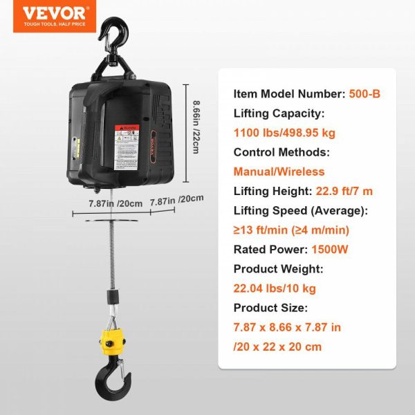 1100 lbs Electric Hoist Winch, 2-in-1 1500W Portable Power Winch Crane, 23 ft Lifting Height, Attic lift with Wireless Remote Control, for Garage, Warehouse, Factory Lifting Towing  |   Hoists & Winches & Rigging Hoists & Winches & Rigging Hoists & Winches & Rigging