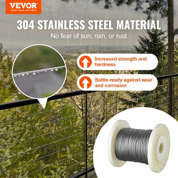 1/16 Wire Rope Kit, 304 Stainless Steel Cable with 80 Sleeves and 20 Thimbles, 7×7 Strands Construction Marine Aircraft Grade for Handrail Decking Garden Fence Clothes Line  |   Chain & Wire & Rope Chain & Wire & Rope Chain & Wire & Rope