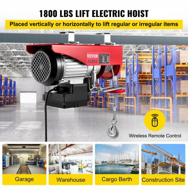 1760LBS Electric Hoist With Wireless Remote Control & Single/Double Slings Electric Winch, Steel Electric Lift, 110V Electric Hoist For Lifting In Factories, Warehouses, Construction Site  |   Hoists & Winches & Rigging Hoists & Winches & Rigging Hoists & Winches & Rigging