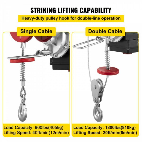 1760LBS Electric Hoist With Wireless Remote Control & Single/Double Slings Electric Winch, Steel Electric Lift, 110V Electric Hoist For Lifting In Factories, Warehouses, Construction Site  |   Hoists & Winches & Rigging Hoists & Winches & Rigging Hoists & Winches & Rigging