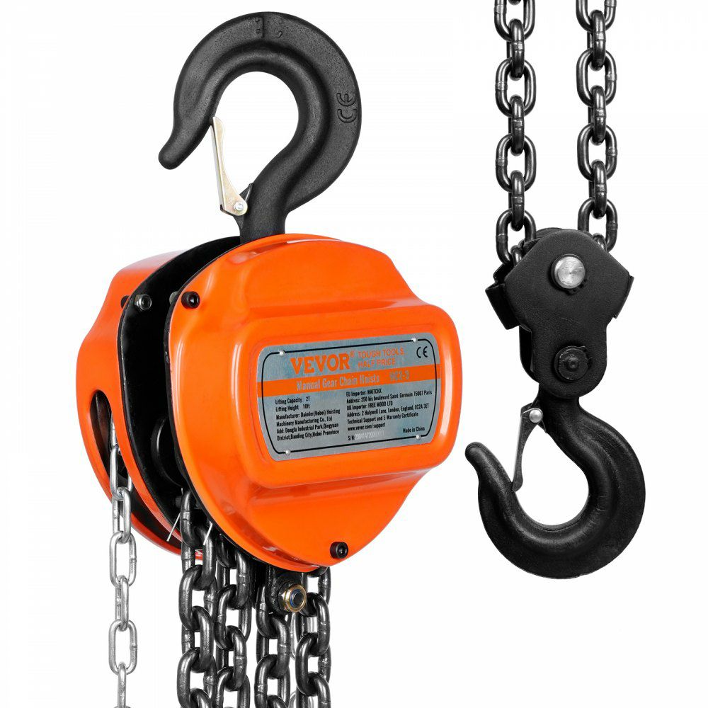 2 Ton Hand Chain Hoist 10 FT Come Along, 4400 lbs Capacity G80 Galvanized Carbon Steel with Double-Pawl Brake, Auto Chain Leading & 360° Rotation Hook, for Garage Factory Dock  |   Hoists & Winches & Rigging Hoists & Winches & Rigging Hoists & Winches & Rigging