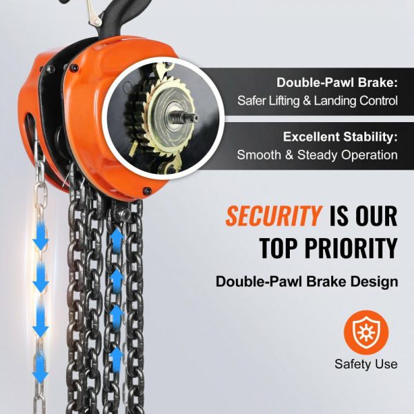 2 Ton Hand Chain Hoist 10 FT Come Along, 4400 lbs Capacity G80 Galvanized Carbon Steel with Double-Pawl Brake, Auto Chain Leading & 360° Rotation Hook, for Garage Factory Dock  |   Hoists & Winches & Rigging Hoists & Winches & Rigging Hoists & Winches & Rigging