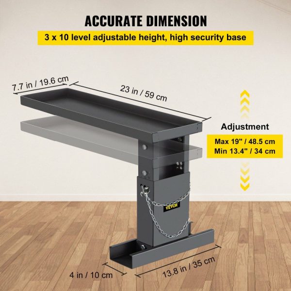 23.4×7.6-Inch Ladder Extender, Extension Ladder 12.25-19.7-Inch Adjustable Height Range, Ladder Leveling Tool, Stair Ladder Extension with Chain Pins in Steel for Stairs, in Black Powder Coated  |   Ramps & Ladders Material Handling Ramps & Ladders