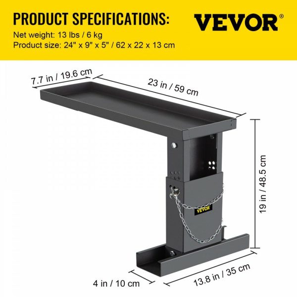 23.4×7.6-Inch Ladder Extender, Extension Ladder 12.25-19.7-Inch Adjustable Height Range, Ladder Leveling Tool, Stair Ladder Extension with Chain Pins in Steel for Stairs, in Black Powder Coated  |   Ramps & Ladders Material Handling Ramps & Ladders