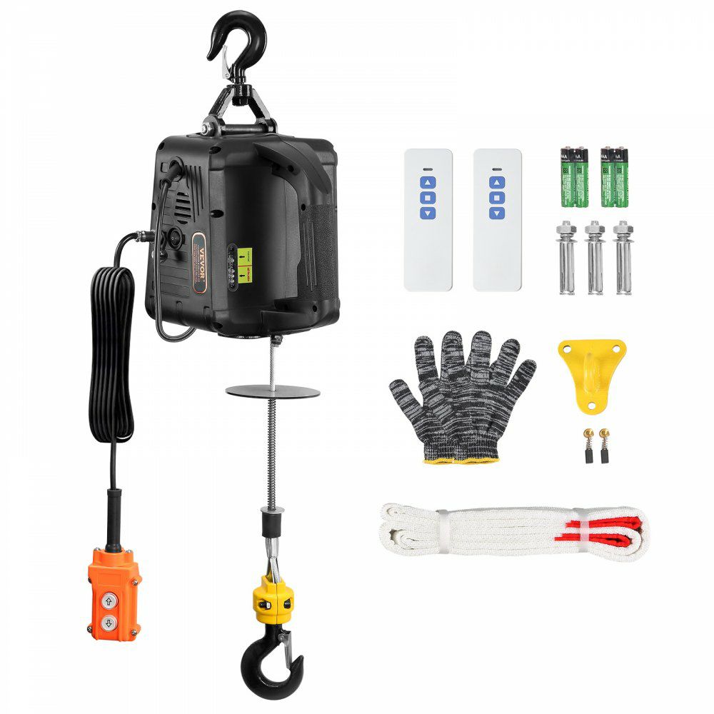 3-in-1 Electric Hoist Winch, 1100lbs 1500W Portable Power Winch Crane, 110V/120V 22.9 ft Lifting Height, 13 ft/min with Manual, Wired and Wireless Remote Control, Overload Protection  |   Hoists & Winches & Rigging Hoists & Winches & Rigging Hoists & Winches & Rigging