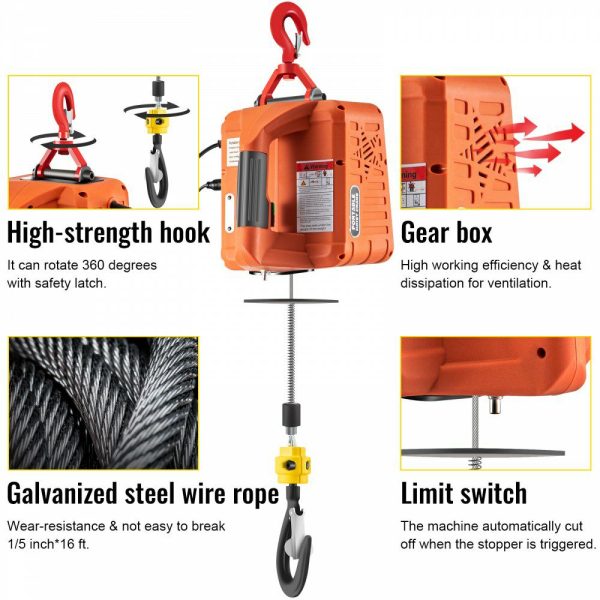 3-in-1 Electric Hoist Winch, 1100lbs Portable Electric Winch, 1500W 110V Power Winch Crane, 25ft Lifting Height, w/Wire and Wireless Remote Control, Overload Protection for Lifting Towing  |   Hoists & Winches & Rigging Hoists & Winches & Rigging Hoists & Winches & Rigging