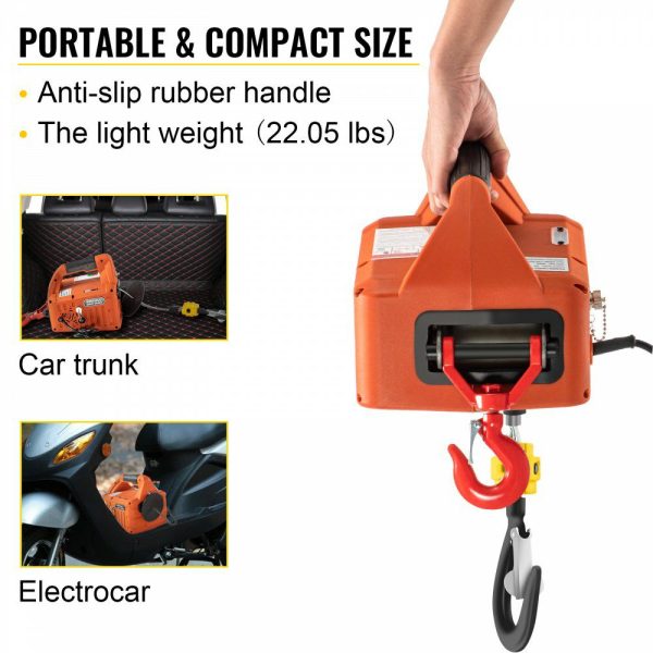 3-in-1 Electric Hoist Winch, 1100lbs Portable Electric Winch, 1500W 110V Power Winch Crane, 25ft Lifting Height, w/Wire and Wireless Remote Control, Overload Protection for Lifting Towing  |   Hoists & Winches & Rigging Hoists & Winches & Rigging Hoists & Winches & Rigging