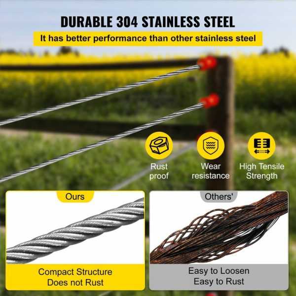 304 Stainless Steel Cable 1/4 Inch 7 X 19 Steel Wire Rope 200Feet Steel Cable for Railing Decking DIY Balustrade(1/4 Inch-200Feet)  |   Chain & Wire & Rope Chain & Wire & Rope Chain & Wire & Rope