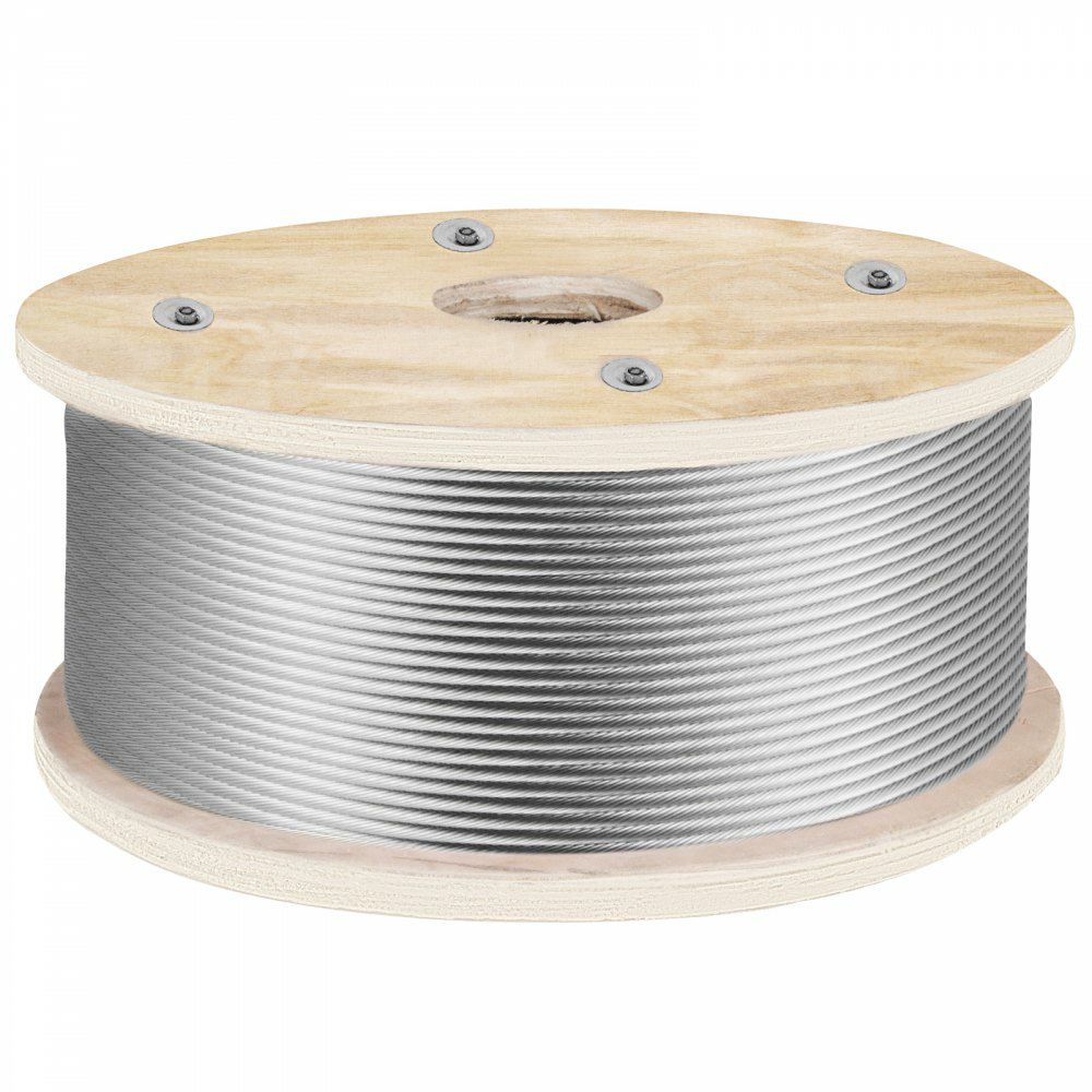 316 Stainless Steel Wire Rope 500ft Length, Steel Wire Cable 3/16 Inch, Steel Cable Railing Decking With 1×19 Strands Construction, 4700lbs Breaking Strength For Stair, Handrail, Clothesline  |   Chain & Wire & Rope Chain & Wire & Rope Chain & Wire & Rope