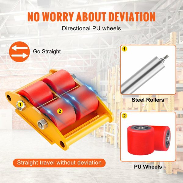 4PCS Machinery Skate Dolly, 17637 LBS/8T Industrial Machinery Mover, Heavy Duty Carbon Steel Machinery Moving Skate with 4 PU Wheels and 360° Rotation Non-Slip Cap for Warehouse, Workshop, Facto  |   Dollies & Movers Dollies & Movers Dollies & Movers