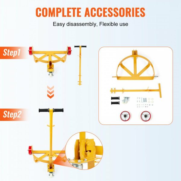 55 Gallon Drum Dolly, 1200 lbs Load Capacity, Barrel Dolly Cart Drum Caddy Round Dolly Steel Low Profile, Heavy Duty Steel Frame with Adjustable Handle 3 Wheels, for Workshop Factory Warehouse  |   Dollies & Movers Dollies & Movers Dollies & Movers