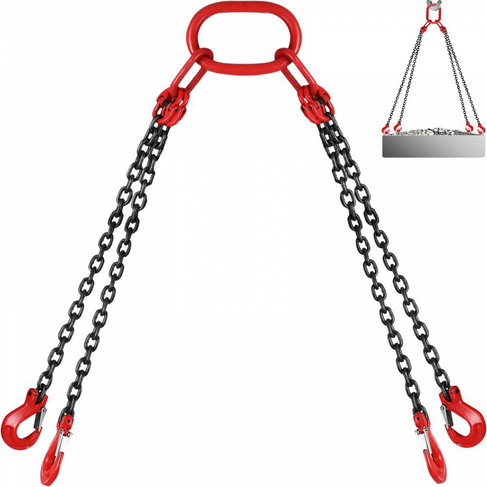 5Ft Chain Sling 5/16 Inch X 5 Ft Engine Lift Chain G80 Alloy Steel Engine Chain Hoist Lifts 3 Ton with 4 Leg Grab Hooks  |   Chain & Wire & Rope Chain & Wire & Rope Chain & Wire & Rope