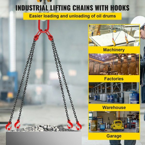 5Ft Chain Sling 5/16 Inch X 5 Ft Engine Lift Chain G80 Alloy Steel Engine Chain Hoist Lifts 3 Ton with 4 Leg Grab Hooks  |   Chain & Wire & Rope Chain & Wire & Rope Chain & Wire & Rope