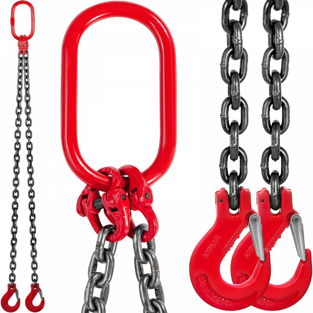 6FT Chain Sling 5/16 in x 6 ft Double Leg with Grab Hooks Sling Chain 3T Capacity Double Leg Chain Sling Grade80 (0.31In x 6Ft Double Leg Sling)  |   Chain & Wire & Rope Chain & Wire & Rope Chain & Wire & Rope