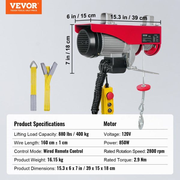 880lbs Electric Hoist with 14ft Wired Remote Control, 110V Electric Hoist Attic Lift 20-40 FT Lifting Height for Garage Attic Warehouse Factory  |   Hoists & Winches & Rigging Hoists & Winches & Rigging Hoists & Winches & Rigging