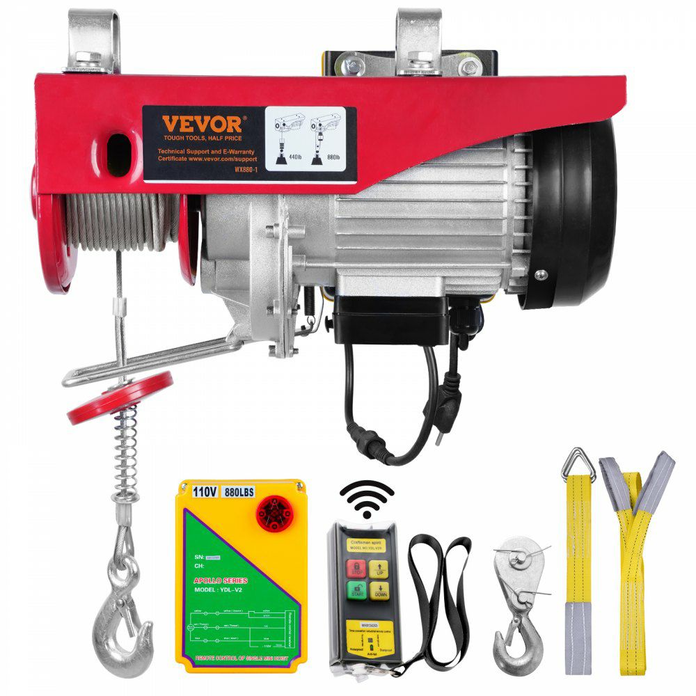 880lbs Wireless Remote Control Electric Hoist ,Electric Hoist with Remote Control 110 volt, 40ft/20ft Lifting Height Pure Copper Motor Attic Lift, for Garage Warehouse Factory  |   Hoists & Winches & Rigging Hoists & Winches & Rigging Hoists & Winches & Rigging