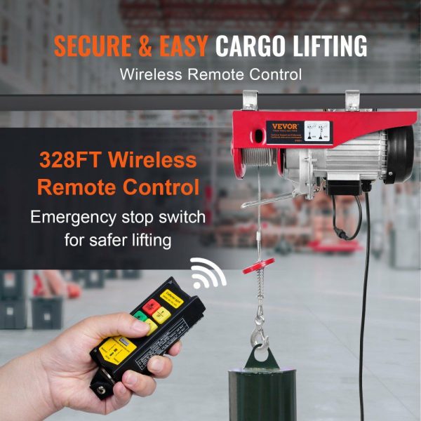 880lbs Wireless Remote Control Electric Hoist ,Electric Hoist with Remote Control 110 volt, 40ft/20ft Lifting Height Pure Copper Motor Attic Lift, for Garage Warehouse Factory  |   Hoists & Winches & Rigging Hoists & Winches & Rigging Hoists & Winches & Rigging