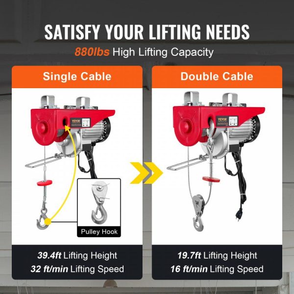 880lbs Wireless Remote Control Electric Hoist ,Electric Hoist with Remote Control 110 volt, 40ft/20ft Lifting Height Pure Copper Motor Attic Lift, for Garage Warehouse Factory  |   Hoists & Winches & Rigging Hoists & Winches & Rigging Hoists & Winches & Rigging