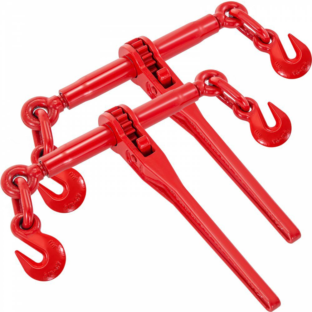 9215LBS 3/8″ – 1/2″ Ratchet Binders 9,215 LBS Secure Working Load, G70 Hooks and Adjustable Length, for Grade 70-80 Chains, Tie Down, Hauling, Towing, 2-Pack, Red  |   Hoists & Winches & Rigging Hoists & Winches & Rigging Hoists & Winches & Rigging