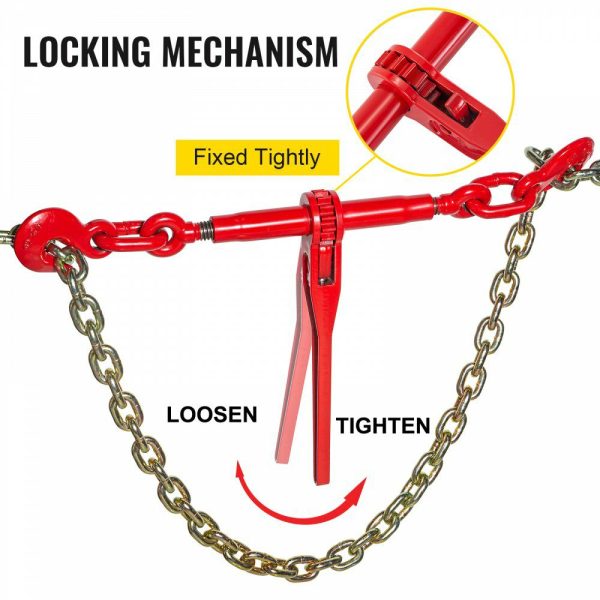 9215LBS 3/8″ – 1/2″ Ratchet Binders 9,215 LBS Secure Working Load, G70 Hooks and Adjustable Length, for Grade 70-80 Chains, Tie Down, Hauling, Towing, 2-Pack, Red  |   Hoists & Winches & Rigging Hoists & Winches & Rigging Hoists & Winches & Rigging