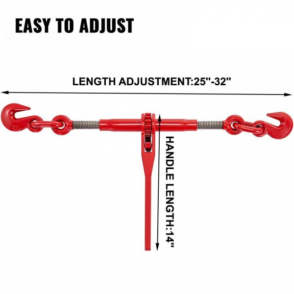 9215LBS 3/8″ – 1/2″ Ratchet Binders 9,215 LBS Secure Working Load, G70 Hooks and Adjustable Length, for Grade 70-80 Chains, Tie Down, Hauling, Towing, 2-Pack, Red  |   Hoists & Winches & Rigging Hoists & Winches & Rigging Hoists & Winches & Rigging