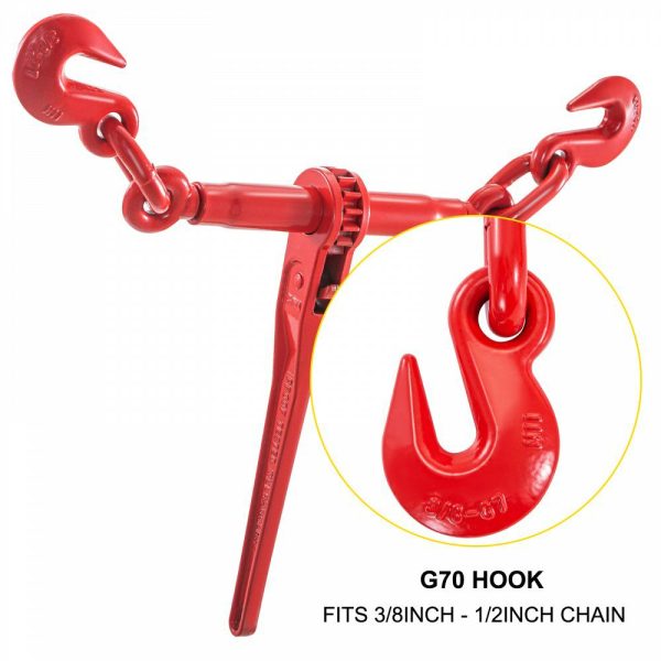 9215LBS 3/8″ – 1/2″ Ratchet Binders 9,215 LBS Secure Working Load, G70 Hooks and Adjustable Length, for Grade 70-80 Chains, Tie Down, Hauling, Towing, 2-Pack, Red  |   Hoists & Winches & Rigging Hoists & Winches & Rigging Hoists & Winches & Rigging