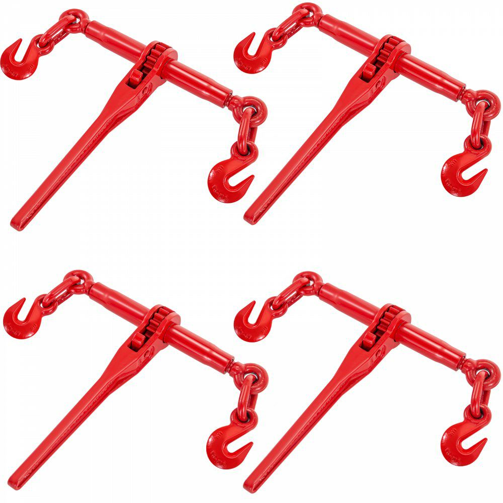 9215LBS 3/8″ – 1/2″ Ratchet Binders 9,215 LBS Secure Working Load, G70 Hooks and Adjustable Length, for Grade 70-80 Chains, Tie Down, Hauling, Towing, 4-Pack, Red  |   Hoists & Winches & Rigging Hoists & Winches & Rigging Hoists & Winches & Rigging