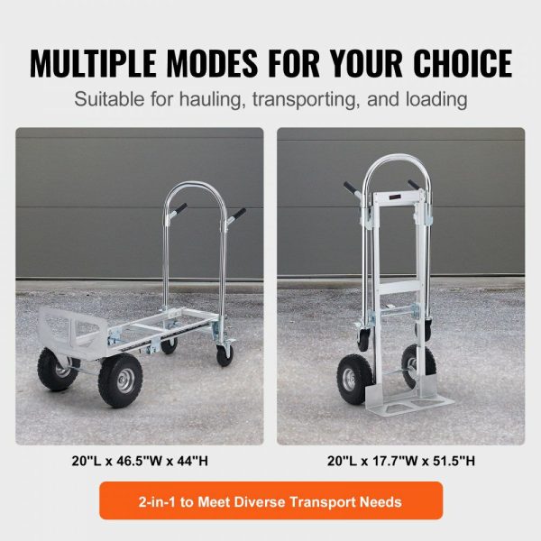 Aluminum Folding Hand Truck, 2 in 1 Design 1000 lbs Capacity, Heavy Duty Industrial Collapsible cart, Dolly Cart with Rubber Wheels for Transport and Moving in Warehouse, Supermarket, Garden  |   Carts & Trucks Carts & Trucks Carts & Trucks