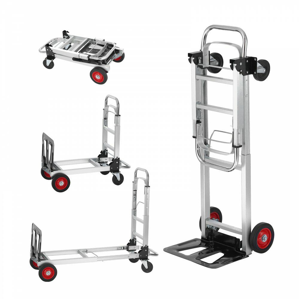 Aluminum Folding Hand Truck, 2 in 1 Design 400 lbs Capacity, Heavy Duty Industrial Collapsible cart, Dolly Cart with Rubber Wheels for Transport and Moving in Warehouse, Supermarket, Garden  |   Carts & Trucks Carts & Trucks Carts & Trucks