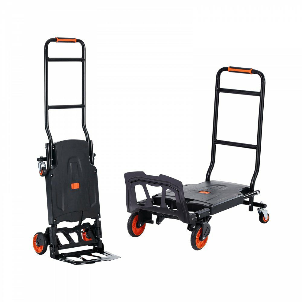 Aluminum Hand Truck, 2 in 1, 300 lbs Load Capacity, Heavy Duty Industrial Convertible Folding Hand Truck and Dolly, Utility Cart Converts from Hand Truck to Platform Cart with Rubber Wheels  |   Carts & Trucks Carts & Trucks Carts & Trucks