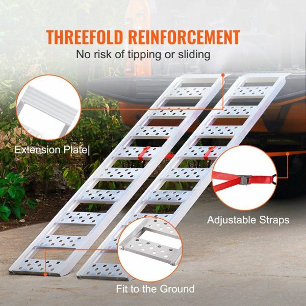 Aluminum Ramps, 1250lbs, Straight Ramp with Treads and Load Straps, Portable Loading Ramp for Motorcycles, ATVs, Trucks, Lawn Mower, Dirt Bike, Garden Tractor, 78″L x 12″W, 2Pcs  |   Ramps & Ladders Material Handling Ramps & Ladders