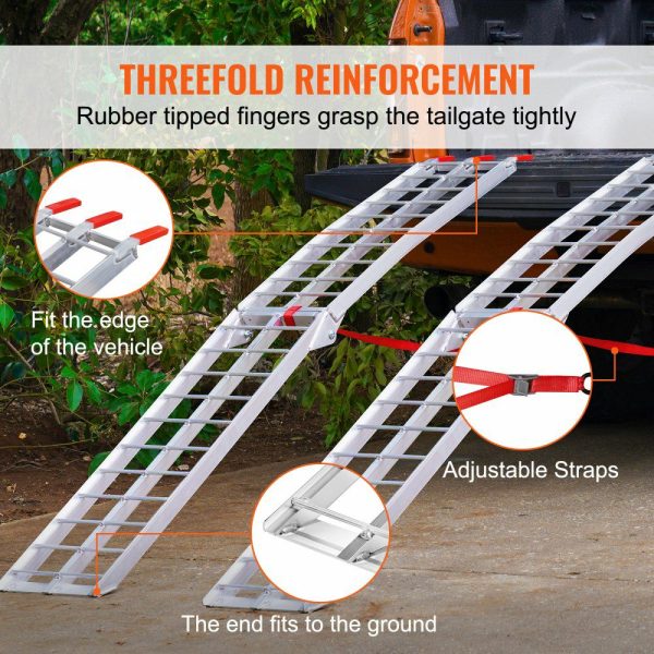 Aluminum Ramps, 1500 lbs Folding Loading Ramps for Pickup Trucks Bed, Trailers Ramp with Load Straps for Dirt Bike, UTV, ATV, Trucks, Lawn Mowers, Snowblower, Cargo Trailer, 89″L x 12″W, 2 Pcs  |   Ramps & Ladders Material Handling Ramps & Ladders