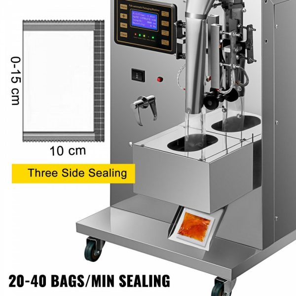 Automatic Liquid Sealing Machine Food-Grade Stainless Steel Weighing Filling Machine 5-160 ml Liquid Quantitative Dispenser, with 20-40 Bags/Min Sauce Packing, Trilateral Sealing for Oil/Milk  |   Filling & Sealing Machine Filling & Sealing Machine Filling & Sealing Machine