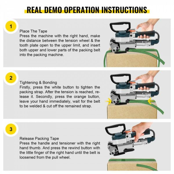 B25 Pneumatic Strapping Tool, Hand Held Strapping Machine for 0.75-0.98 inch PP/PET Belt, Pneumatic Strapping Machine with 3500N Max Tension, for 0.5-1.5mm Plastic Belt  |   Filling & Sealing Machine Filling & Sealing Machine Filling & Sealing Machine