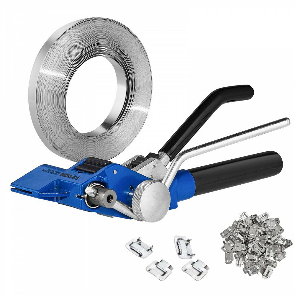 Banding Strapping Kit with Strapping Tensioner Tool, 100 ft Length 304 Stainless Steel Banding, 100 Metal Seals, Pallet Packaging Strapping Banding Kit, Banding Packaging Strapping for Packing  |   Filling & Sealing Machine Filling & Sealing Machine Filling & Sealing Machine