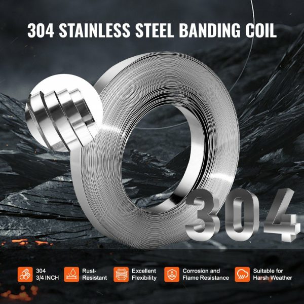 Banding Strapping Kit with Strapping Tensioner Tool, 100 ft Length 304 Stainless Steel Banding, 100 Metal Seals, Pallet Packaging Strapping Banding Kit, Banding Packaging Strapping for Packing  |   Filling & Sealing Machine Filling & Sealing Machine Filling & Sealing Machine