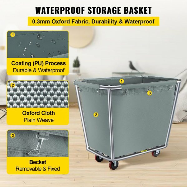 Basket Truck, 10 Bushel Steel Canvas Laundry Basket, 3″ Diameter Wheels Truck Cap Basket Canvas Laundry Cart Usually Used to Transport Clothes, Store Sundries Suitable for Hotel, Home, Hospital  |   Carts & Trucks Carts & Trucks Carts & Trucks