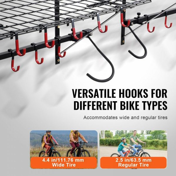 Bike Storage Rack Wall Mount Garage Bike Holder & 2 Shelves for 4 Bicycles  |   Shelving & Storage Material Handling Shelving & Storage