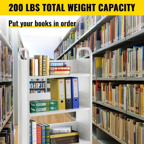 Book Cart, 200lbs Library Cart, 30x14x49 Inch Rolling Book Cart Single Sided L-Shaped Flat Shelves with 4 Inch Lockable Wheels, for Home Shelves Office and School Book Truck in White White |   Carts & Trucks Carts & Trucks Carts & Trucks