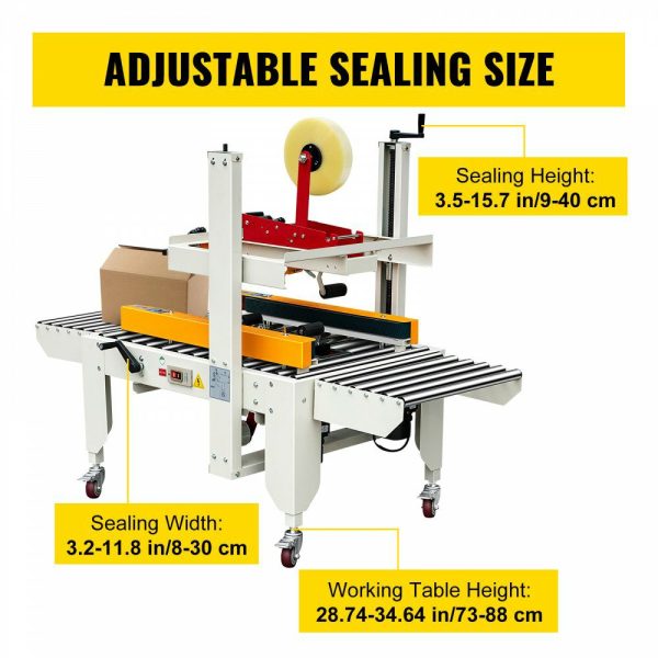 Box Sealing Machine, 180W Case Sealer, Carton Sealer 0-18 m/min in Conveying Speed, Automatic Box Sealer, Double-Flap Case Sealer, Carton Taping Machine with Four Rolls of Tape  |   Filling & Sealing Machine Filling & Sealing Machine Filling & Sealing Machine