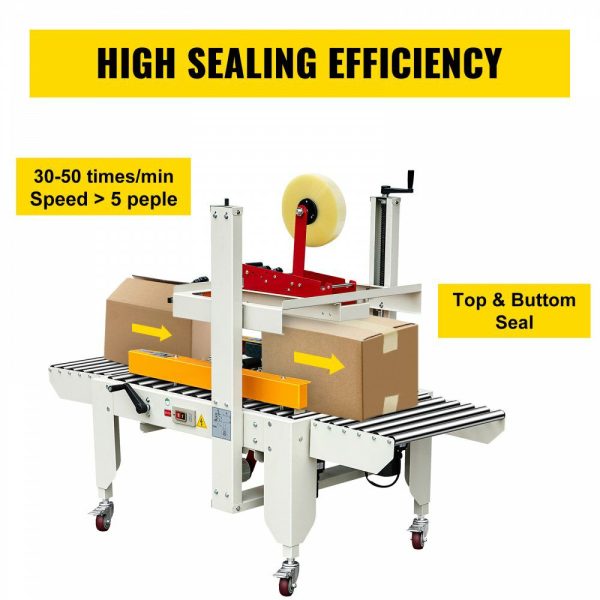 Box Sealing Machine, 180W Case Sealer, Carton Sealer 0-18 m/min in Conveying Speed, Automatic Box Sealer, Double-Flap Case Sealer, Carton Taping Machine with Four Rolls of Tape  |   Filling & Sealing Machine Filling & Sealing Machine Filling & Sealing Machine