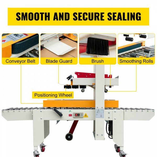 Box Sealing Machine, 180W Case Sealer, Carton Sealer 0-18 m/min in Conveying Speed, Automatic Box Sealer, Double-Flap Case Sealer, Carton Taping Machine with Four Rolls of Tape  |   Filling & Sealing Machine Filling & Sealing Machine Filling & Sealing Machine