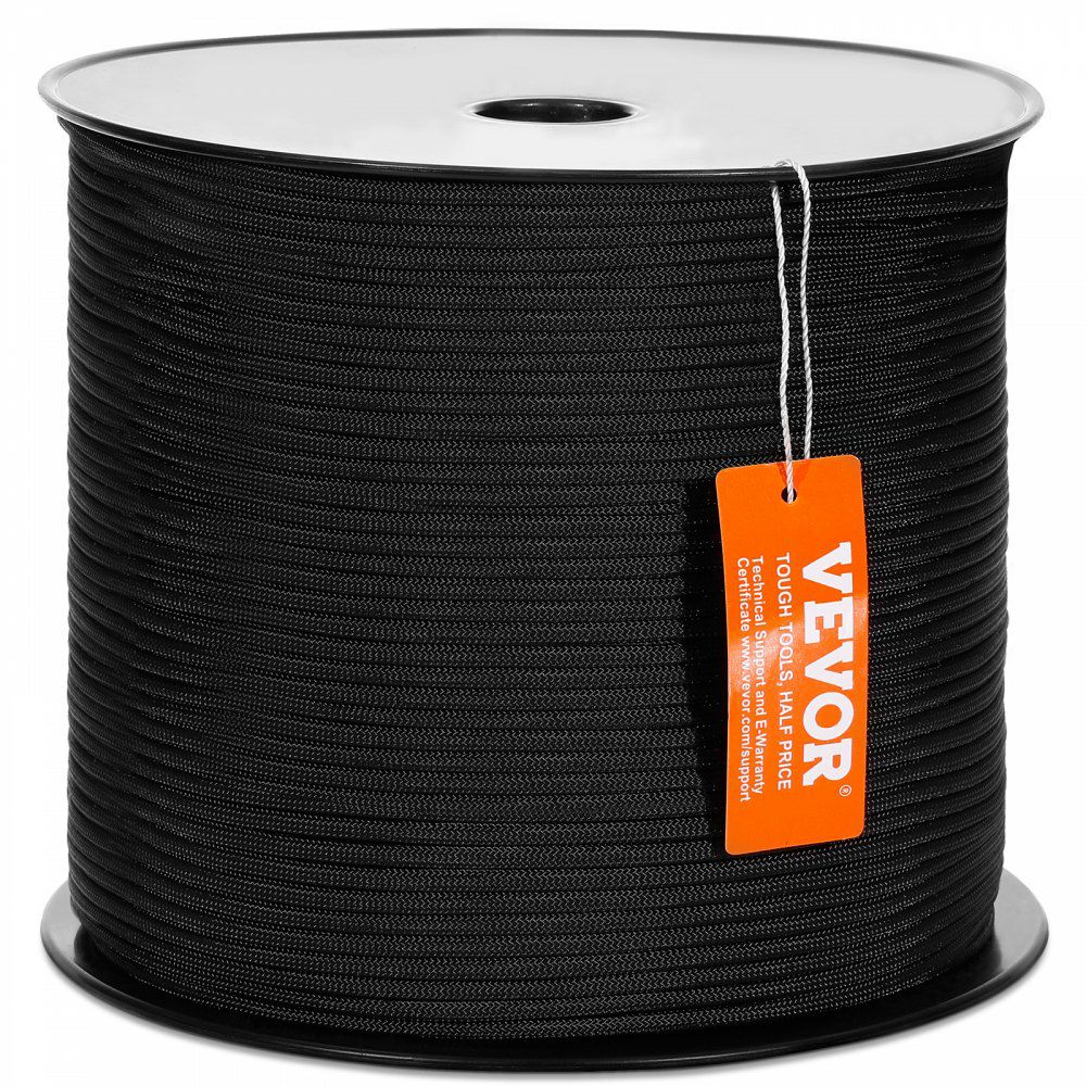 Braided Nylon Rope, 3/16 in x 1000 ft, 32 Strands, 720 LBS Breaking Strength Outdoor Climbing Rope, Arborist Tree Climbing Rigging Rope for Rock Hiking Camping Swing Rappelling Rescue, Black  |   Chain & Wire & Rope Chain & Wire & Rope Chain & Wire & Rope